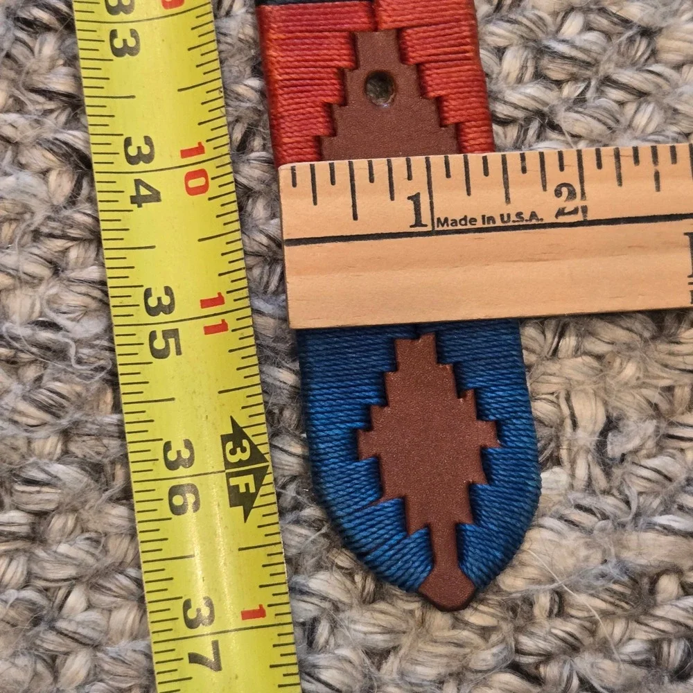 Handmade Belt Womens 80/32 Multicolor Woven Geometric Leather? Polo Style 29-33